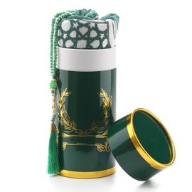 Zofocy Muslim Prayer Rug and Prayer Beads with Elegant Design Cylinder Gift Box, Islamic Eid Ramadan Gifts Set, Carnal Salah Mat, Lightweight Janamaz