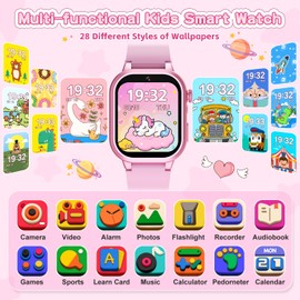 MOFGDNI Smart Watch for Girls - Kids Watch with 39 Games, Built-in Camera, Video Recorder, Alarm, Calculator, Pedometer & Various Wallpapers – Toys for Ages 4-12 Years Old Birthday