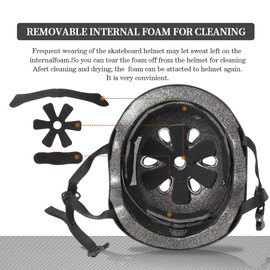 Tourdarson Skateboard Helmet Impact Resistance Ventilation for Youth & Adult (Black, Medium)