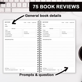 Getvow Reading Journal - Review and Track Your Reading Progress with 72 Book Reviews - Book Journal Reading Log Journal with Back Pocket, 5.8" x 8.3", Blue Watercolor