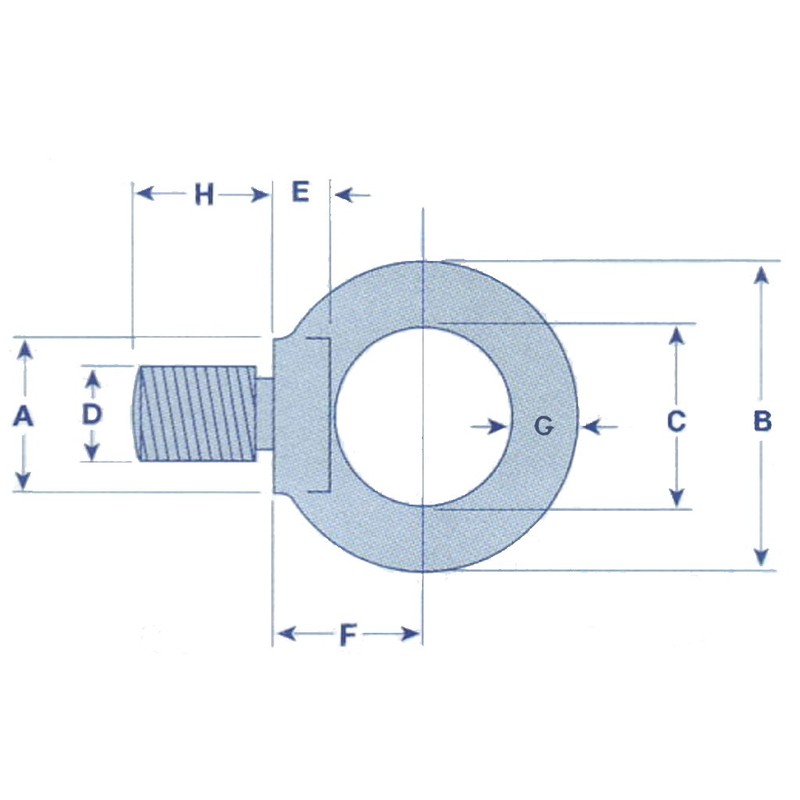 Threaded Lifting Eye Bolt M20 (20MM Self Colour Collar Eyebolt