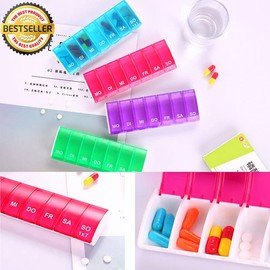 (Purple) Multi-Colored Weekly Pill Storage Container with 7-Grid Design, Ideal for Storing Vitamins, Supplements, Fish Oils
