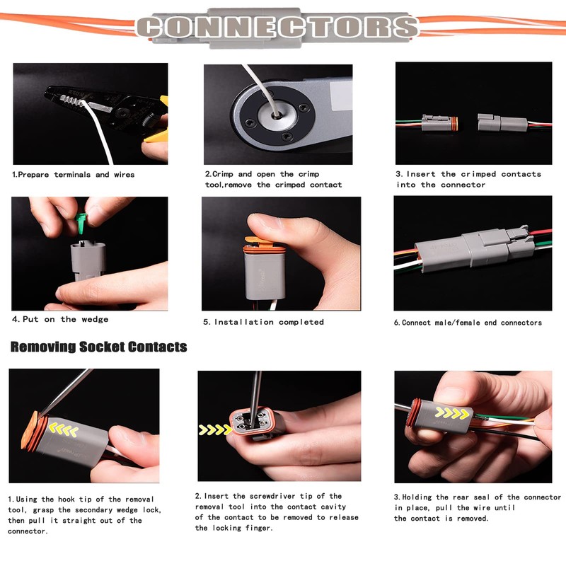 DT Connector 3 Pin Gray IP67 Waterproof Electrical Wire Connector