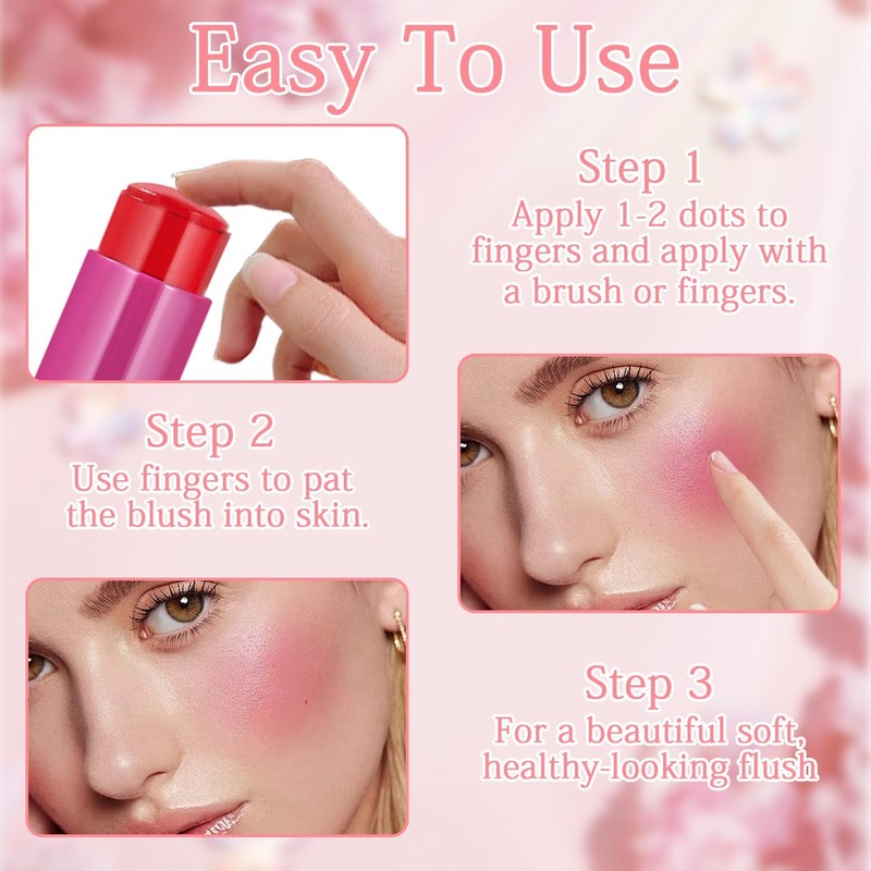 4 Pcs Jelly Blush Stick, 3 in 1 Milk Jelly