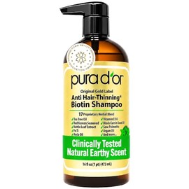 PURA D'OR Original Gold Label Anti-Thinning Shampoo Clinically Tested, Infused with Argan Oil, Biotin & Natural Ingredients, Sulfate Free, All Hair Ty
