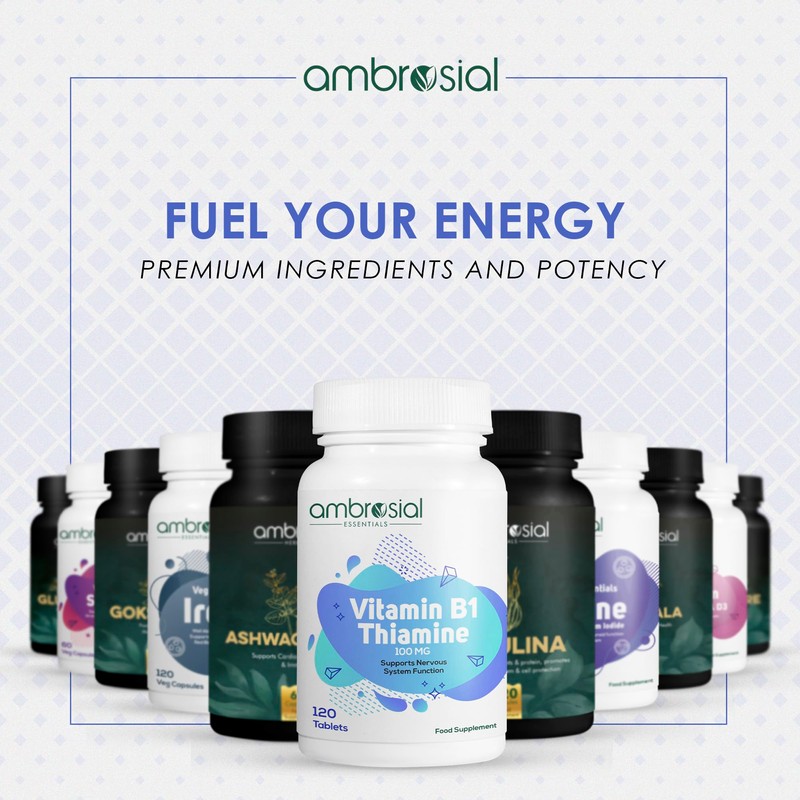 Ambrosial Vitamin B1 Thiamine 100mg - High Strength Vitamin B1