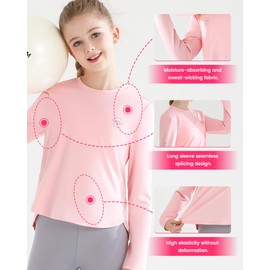 Angel season - Camisetas de manga larga para niñas de 7 a 14 años, Rosado A, 11-12 Años
