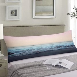 AIMSTONG Ocean Body Pillow Cover Wave Beach Seaside Pink Sky Long Case Protector with Zipper Decorative Soft Nature Sea Theme Large Pillowcases Covers Cushion Gift 20x54'', Longpillowcase324-Y-004