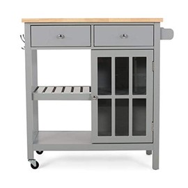 Christopher Knight Home Spark Contemporary Kitchen Cart with Wheels, Gray and Natural