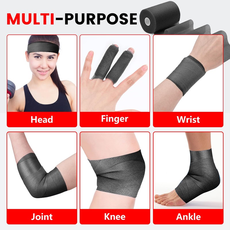 27 Pack Black Pre Wrap Tape, 2.76 Inch x 11