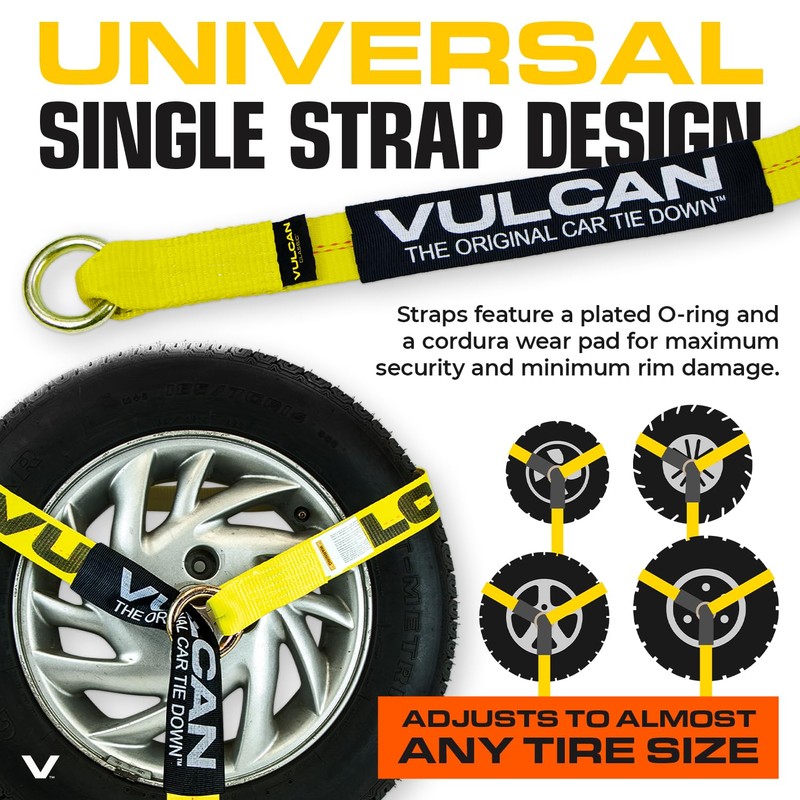 VULCAN Car Tie Down with Snap Hooks - Lasso Style