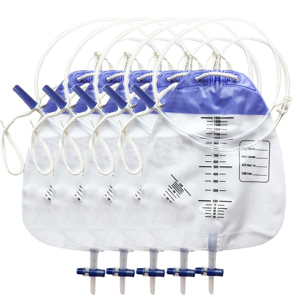 Urinary Drainage Bag 1500ml Urine Collection Bag with Anti-Reflux Chamber Disposable Urine Drain Bag with 48" Drainage Tube, Urine Bags, Urinary Drainage Bags