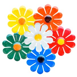 KASESSS 6 Stück Metall Blumen Wand Deko, Gartendeko Metall Wanddekoration, Balkon Deko, Bunte Garten deko, 3D Hängende Wanddeko metall für Zaun Hof Veranda Terrasse Hinterhof Balkon Indoor Dekor