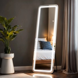 Not Available Floor Mirror with LED Light, 64" x 21" Full Length Mirror with Stand, Hanging