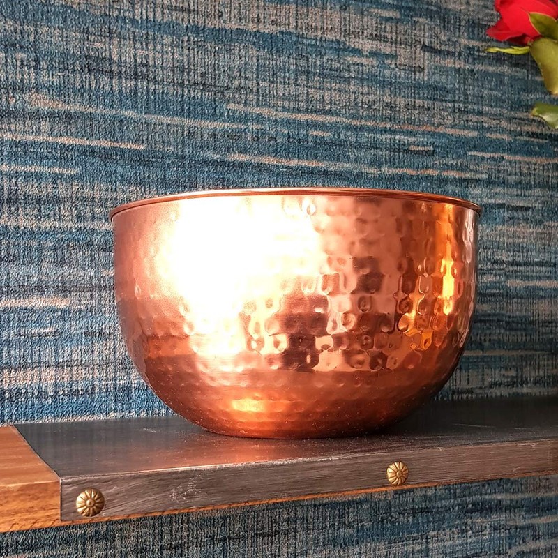 Copper Fruit Storage Bowl Stainless Steel Antique Style Tableware Decorative