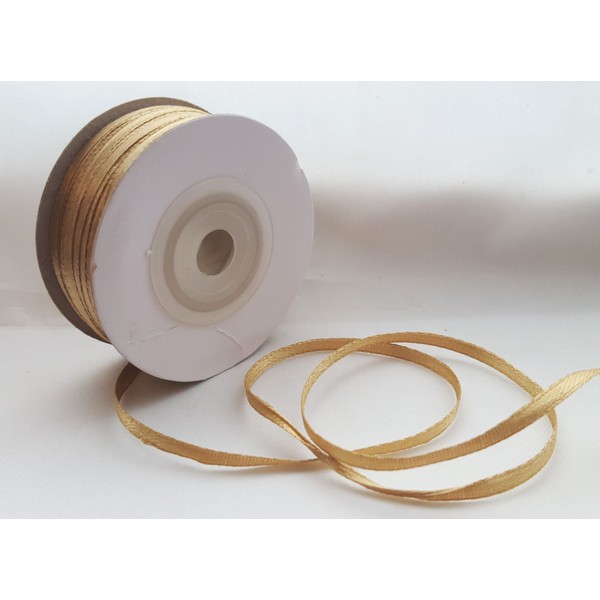 single roll of Antique Gold Double faced Satin Ribbon 3mm,