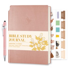 XKDOUS Bible Study Journal Pink Leather Notebook, S.O.A.P Bible Study Supplies Daily Prayer Journal Notebook for Bible Notes, 8.6”Guided Bible Study Gratitude Journals for Women