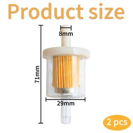 ZHUDAZHAO Universal Petrol Filter 8 mm Transparent for Petrol & Diesel, Car, Motorcycle, Moped, Lawn Mower, Scooter, Tractor, Pack of 2