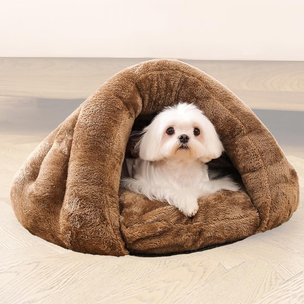 Niyapaw Cat Bed, Dome-shaped, Cat House, Winter, Pet Bed, Multi-functional, Thermal Insulation, Washable, Chew-resistant, Pet House, Bed Mat, For Dogs, Dogs, Non-Slip, Removable Cover, Cute, Warm, For Cats, Dogs, Small Animals, Pet Products, Brown, M Siz