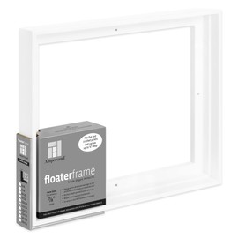 Ampersand Floaterframe Readymade Frame for Flat and 7/8" Deep Wood Panel and Canvas Artwork, Paintings, Prints, and More, 11"x14", White Thin