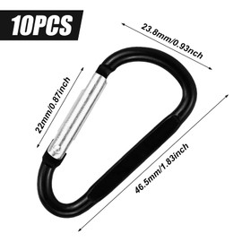 10 Pcs Carabiner Clip Small, Ultra-Light Nonlocking Carabiner,Spring Snap Hook, D Ring Clip Hook Karabiner, Key Chain Clip Hook & Other Outdoor Activities (Black)
