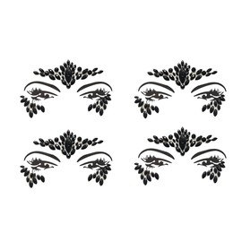Face Jewels Gemstone Sticker Set of 4 Glitter Rhinestones Face Makeup B1809 Black x 4