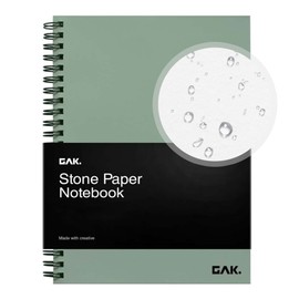 GAK. Stone Paper Notebook | No Lines Spiral Notebook Waterproof Sheet Aesthetic Journal for Note Taking | Notebooks for Work & Aesthetic School Supplies | Large Size, Black (7.2”x10.1”, 50 sheets)