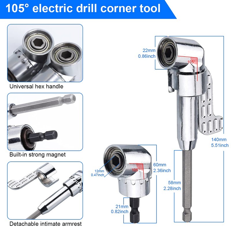 2 x 105° angle attachment for cordless screwdriver adapter, 3