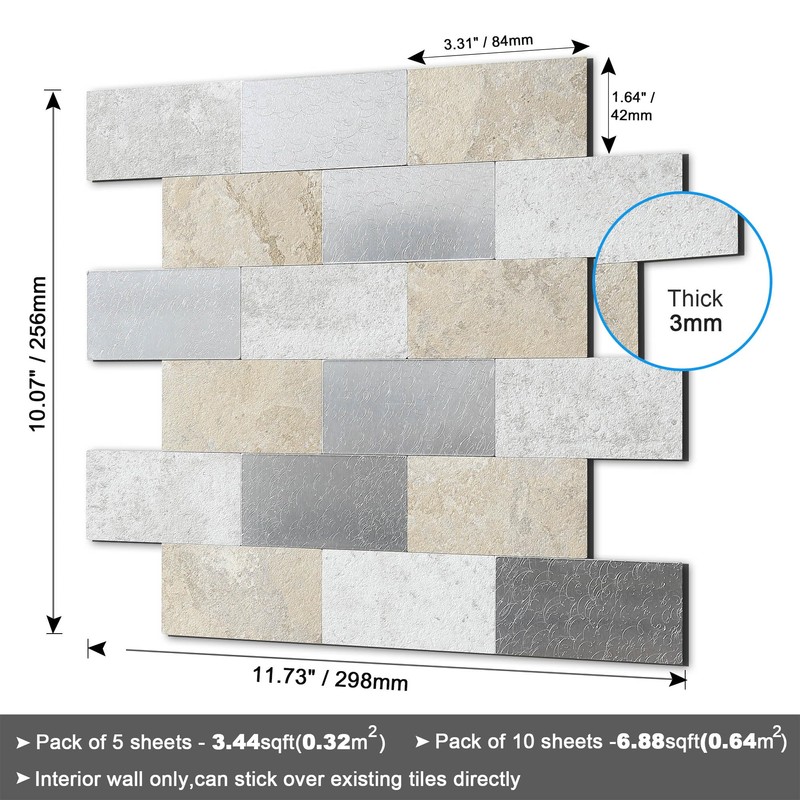 BeNice Peel and Stick Kitchen Backsplash Subway Self Adhesive Sticky