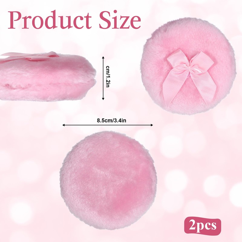 2 Pcs Large Fluffy Powder Puffs, 3.4 Inch Soft Body
