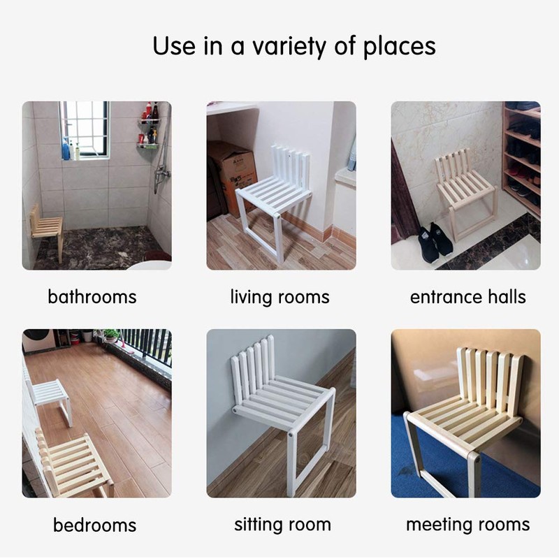 Kelendle Folding Chair Wall-Mounted Invisible Shoe-Changing Stool Made of Solid