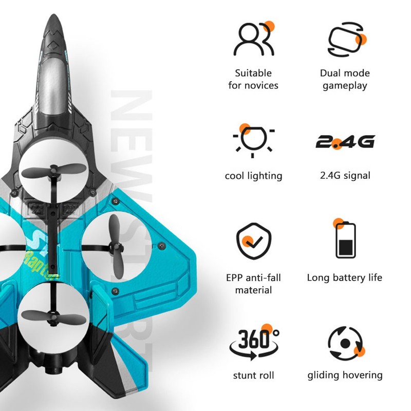Remote Control Airplane RC Fighter Quadcopter with 360° Flip Function