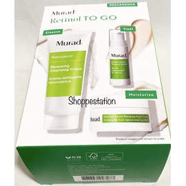 MURAD RESURGENCE  RETINOL TO GO 3 Pc Set Night Cream, Renewal Serum, Cleanser