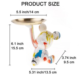 Coniuty Graffiti Bear Decorative Animal Resin Sculpture Home Decor Statue, Art Figure Home Ornament Decoration for Office, Living Room, Bedroom, Bookcase, TV Cabinet, Desktop (Type D)