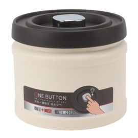 Vacuum Sealed Coffee Container 304 Stainless Steel Press Type Airtight Food Storage Container for Coffee Beans Tea Nuts 1600ML Beige