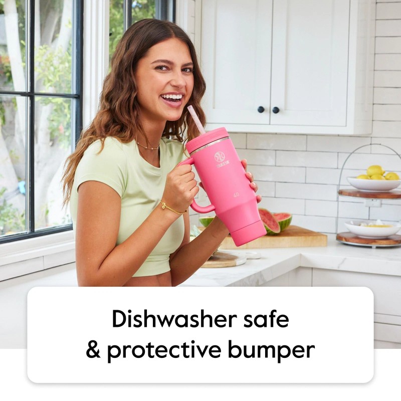 Takeya Insulated Tumbler 40oz with Straw Handle Travel Cup Dishwasher