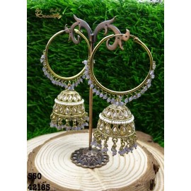 Unbranded 4 Pairs! BOLLYWOOD TRADITIONAL DIAMOND JHUMKA EARRING (Red, Green, Purple, etc.)