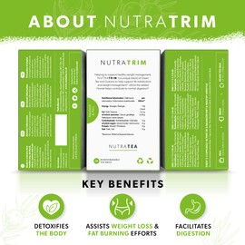 NUTRATRIM - Trim Tea | Detox Tea - Aids in Digestion & Controls Sugar Cravings - 20 Enveloped Tea Bags - By Nutra Tea - Herbal Tea