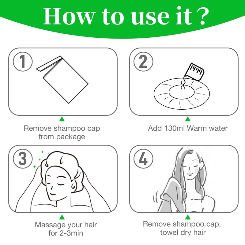 MED No Rinse Waterless Shampoo Caps, 6-Pack, Shower Caps for