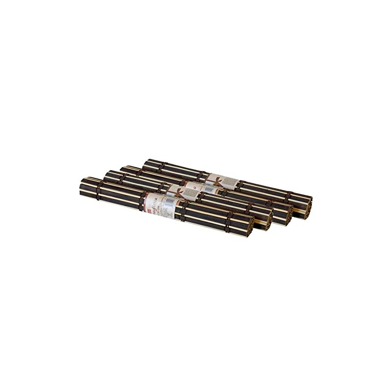 Set of 4 Bamboo Placemats, 30 x 40 cm, Brown/Beige
