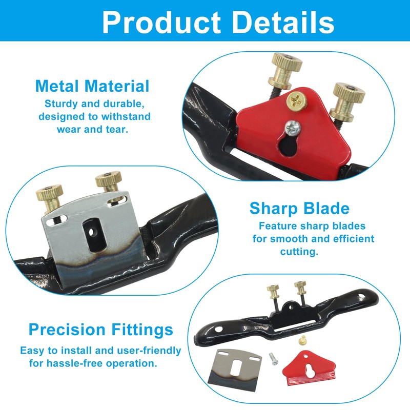 Aracombie 10" Adjustable Spokeshave with Flat Base, Professional-Grade Metal Blade