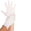 Wertpack Disposable Rubber Gloves, Nitrile, White, Powder-Free, CAT 3, Size