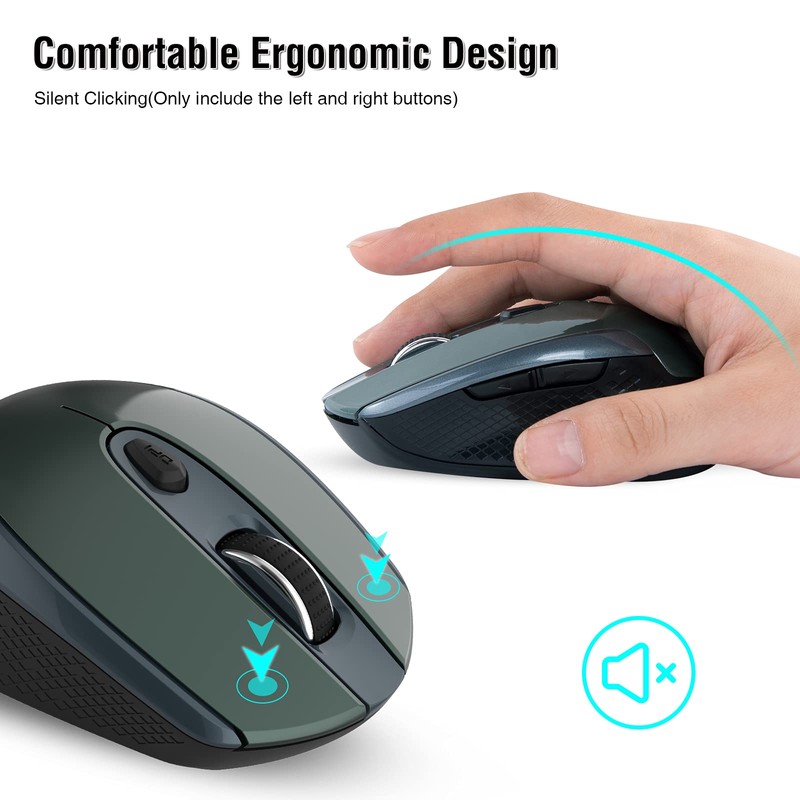 Wireless Mouse, Computer Mouse for Laptop, 2.4G Portable Silent Mouse,