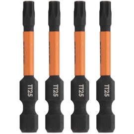 Railer T25 Tamper Proof Bits - 4 Pack, 2 Inch, S2 Steel, TORX Security, Hex Shank, Star Bits