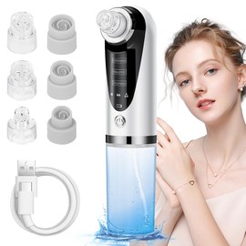 AOOWU Porenreiniger Mitesserentferner, Gesichtsreiniger Porensauger Mitesser Entferner Sauger Nase Akne Pickelsauger, Akku Porensauger mit 3 Modi 6 Saugspitzen & Sichtbarem Wassertank