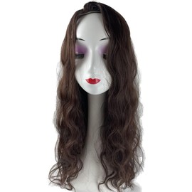 Yfsmyxgs Long Wavy Middle Part Wig for Women Synthetic Curly Wigs Natural Wavy Heat Resistant Wig Big Base 18x18cm Curly Hair Topper 55cm Can Be Free Part.（Left Part Dark brown）