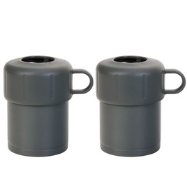 Wahei Freiz Fortec AMH-1706 2-Piece Set of 2 Hot and Cold Water Bottle Holder, Small Size, For 8.7 - 11.8 fl oz (220 - 350 ml), Dark Gray, Warm, Cold Stainless Steel, Vacuum Insulated,