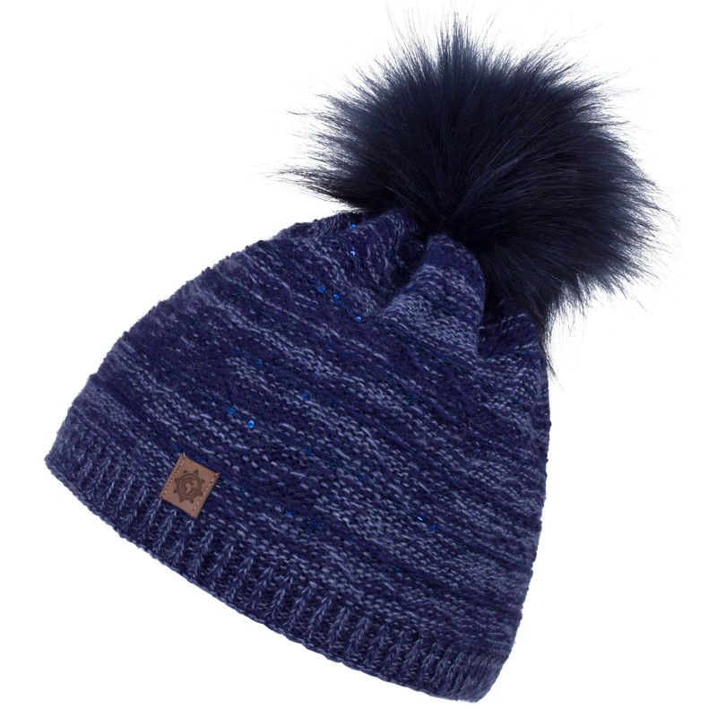 Compagno Winter Hat Knitted Hat Women's Bobble Hat Fleece Lining