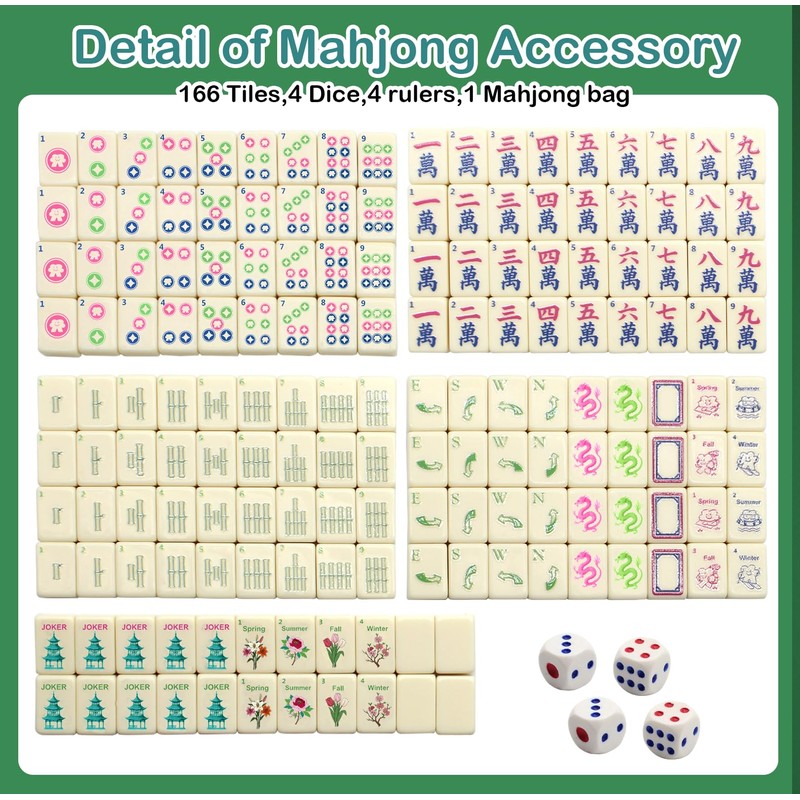 TUSAUW Mini American Mahjong Tile Set Include 166 0.8 Inch