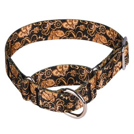 Bbmmayy Martingale Dog Collars -Adjustable Soft Dog Collar.Colorful Flower Multicolor Cute Patterns for Puppies for Medium Large Dogs Walking Running Training (L:2.5cm Wide for 45-53cm Neck, Gold)